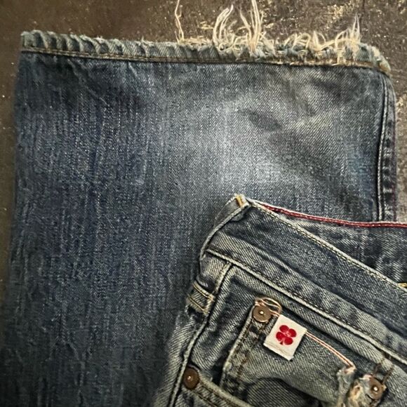 RARE SELVEDGE LUCKY BRAND VINTAGE CUFFED RED EDGE JEAN BACK CINCH USA MADE 33x32 - Picture 11 of 14